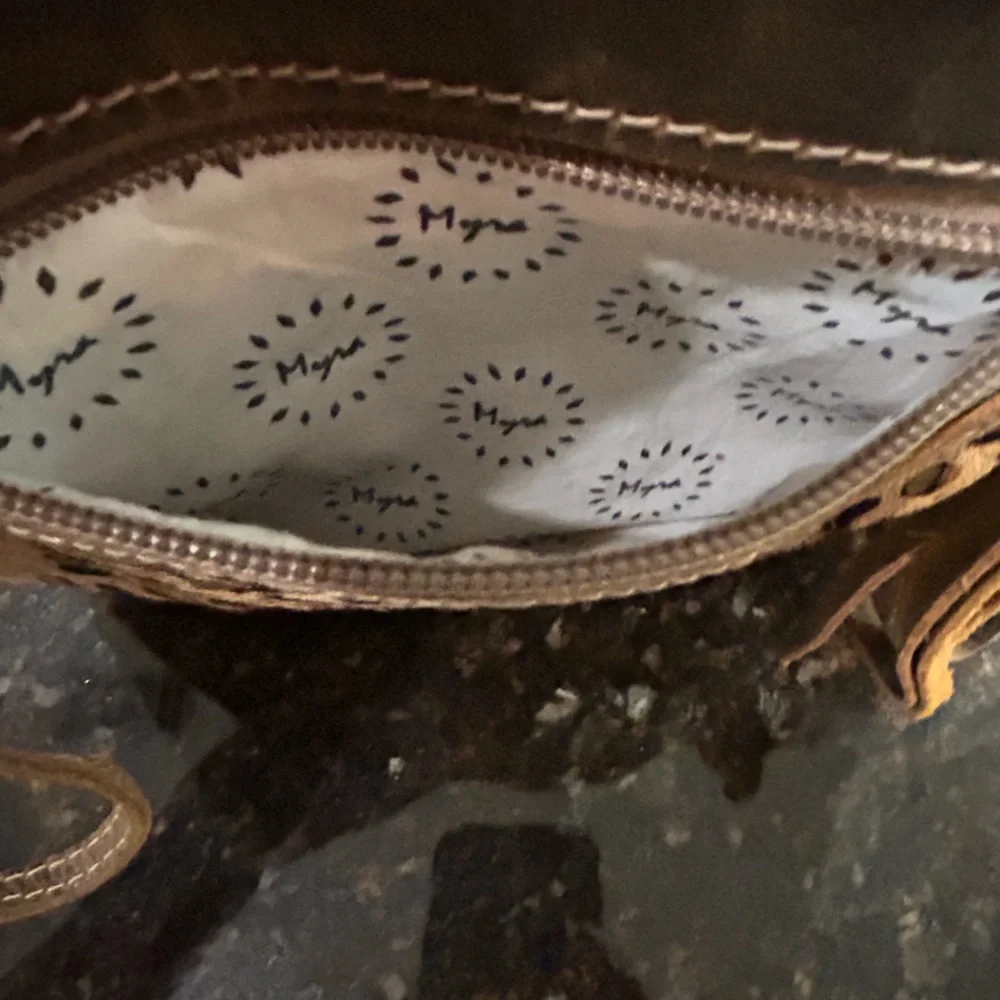 MYRA Bag Leopard Print Wristlet Clutch with Leather Brown Trim